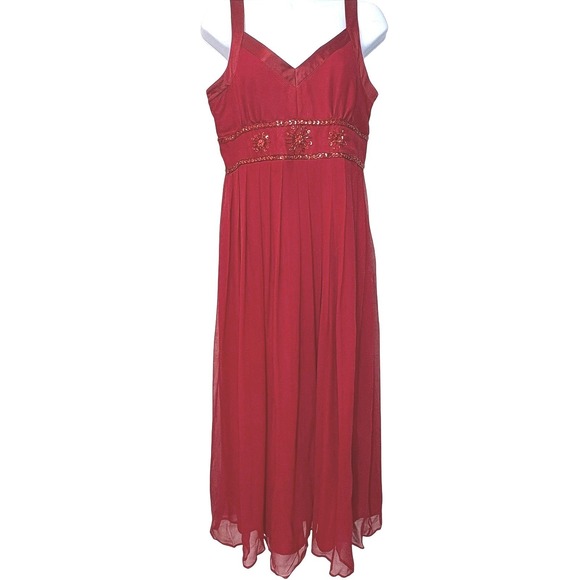 Vtg Signature Robbie Bee Silk Chiffon Dress 10P (Modern 4) Beaded Empire Gown - Picture 1 of 10